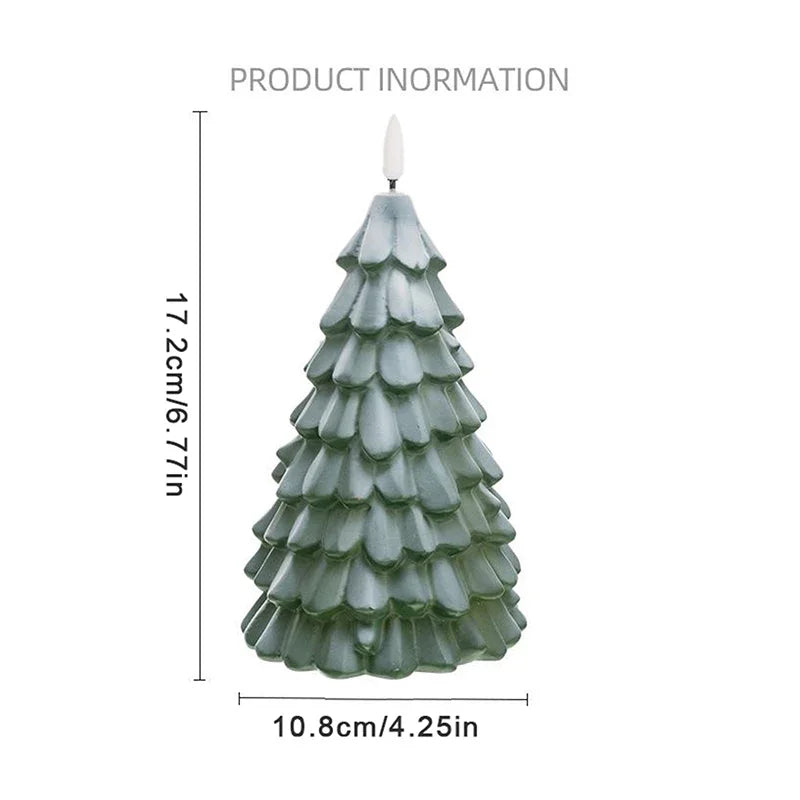 Christmas Tree Shaped LED Candles Flameless Pillar Battery Operated Zpaxo