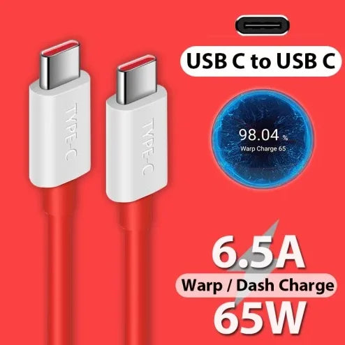 6 5A Fast Charge C Cable 65W Warp Charger Cables USB PD USBC Oneplus