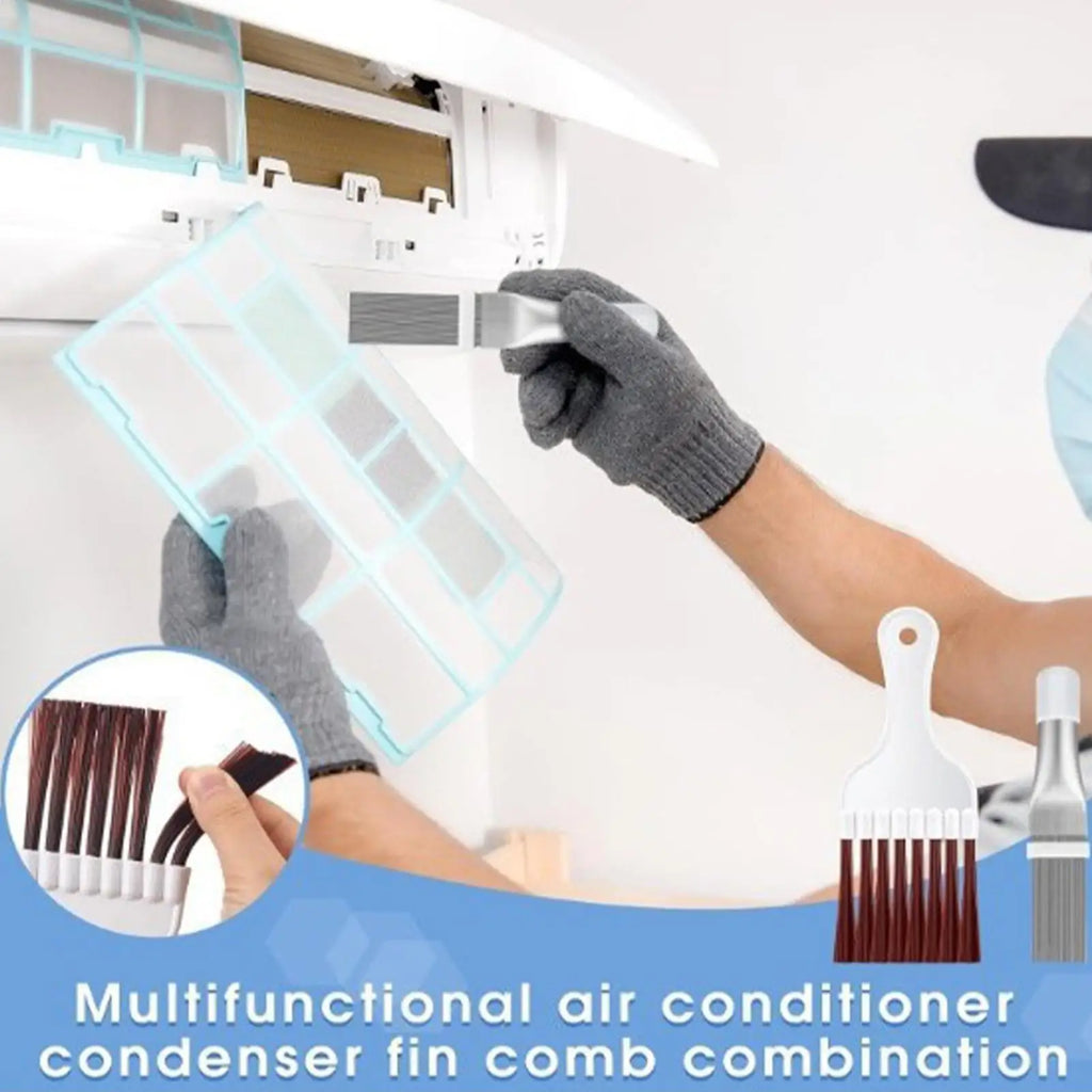 Air Conditioner Cleaner Kit Non-Slip Handle AC Washer Tool Air Conditioner Condenser Fin Comb for Home Dorm Hotel Dormitory Zpaxo