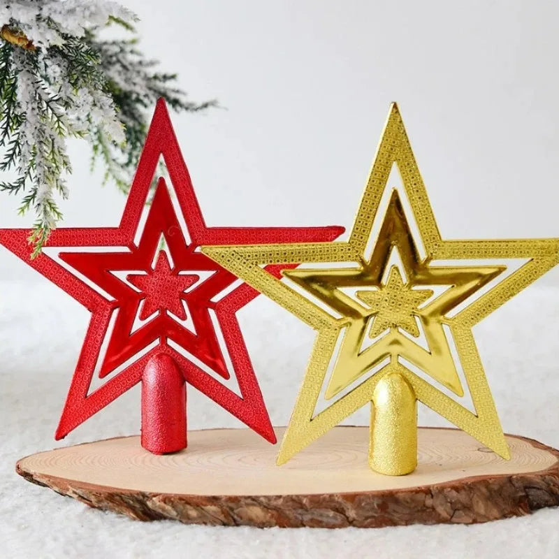 Plastic Christmas Tree Star Five-star Ornament Golden Pendant