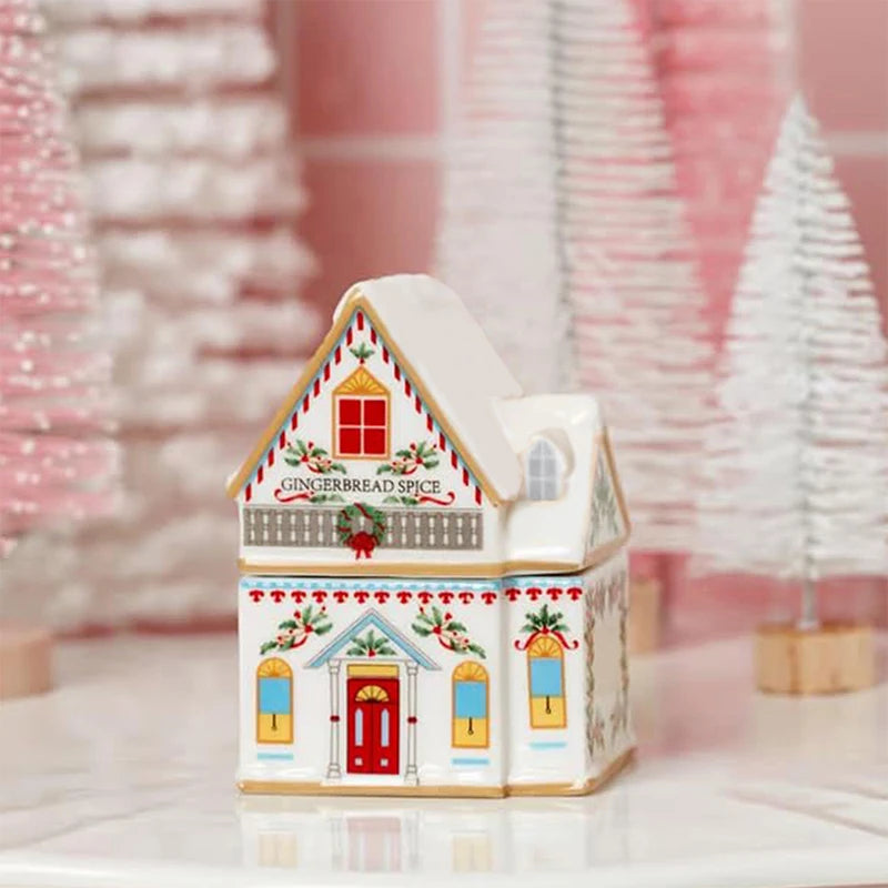 ▶1PCS Holiday Village Spice House Set, Mini Christmas Gingerbread Houses Jars, Kitchen Countertop Festive Decor, New Year Gifts Zpaxo F