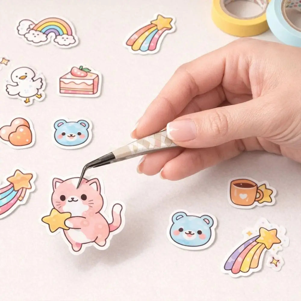 Stainless Steel Curved Stickers Tweezers Precision Anti-static False Zpaxo