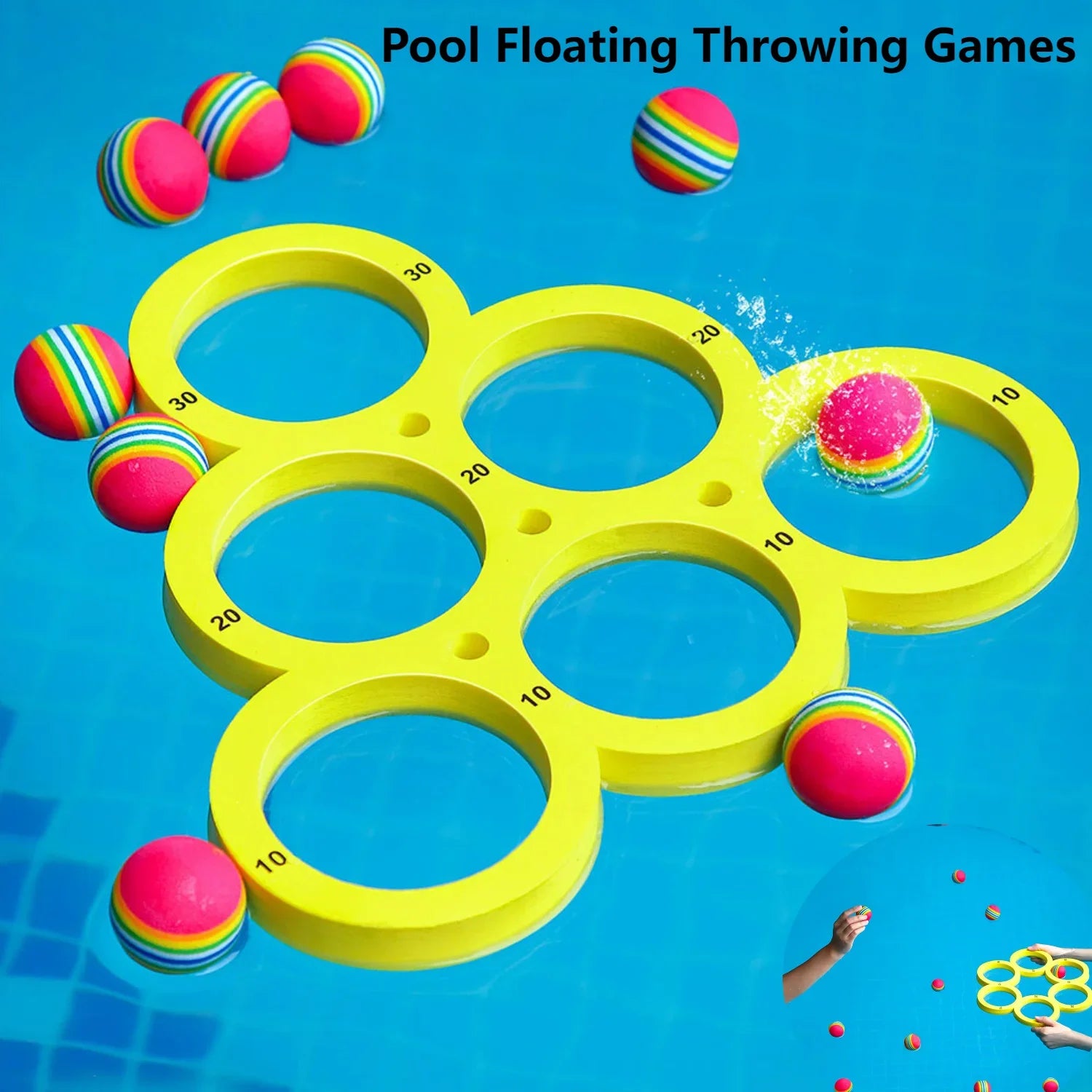 Fun Splash Water Sports Floating Pool Game Toy 10 Rainbow Balls