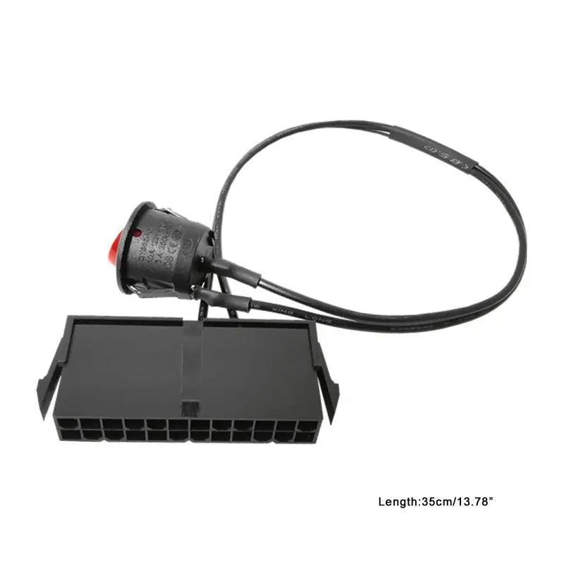 652F 35cm 24Pin Female ATX Power Cord Red Power Supply ON/Off Switch Jumper Bridge Cable 24-pin Zpaxo