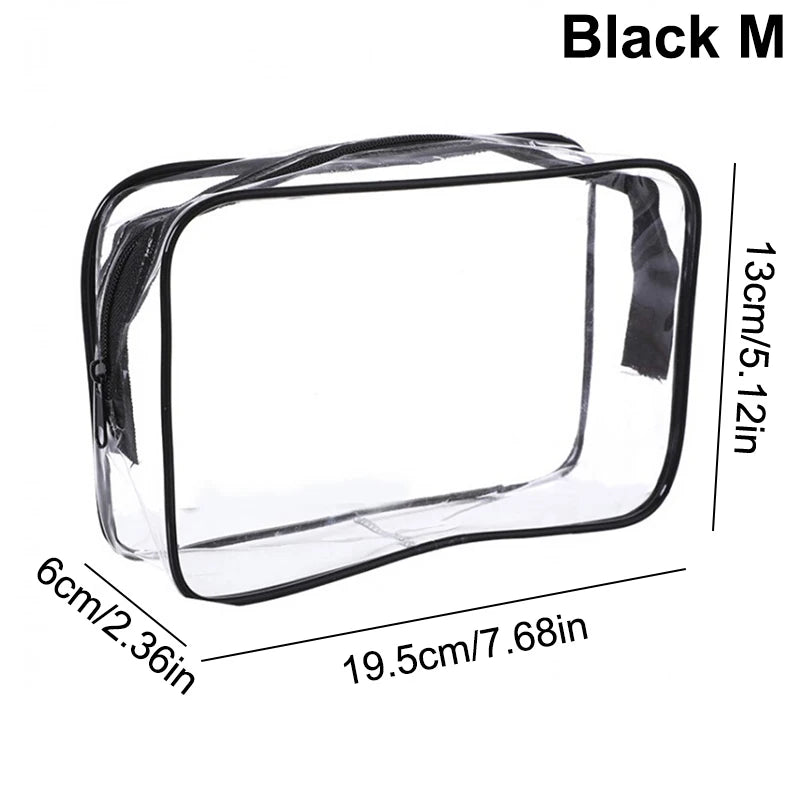 Waterproof Zippered Toy Storage Bag Transparent PVC Travel Pouch Sand Zpaxo M Black