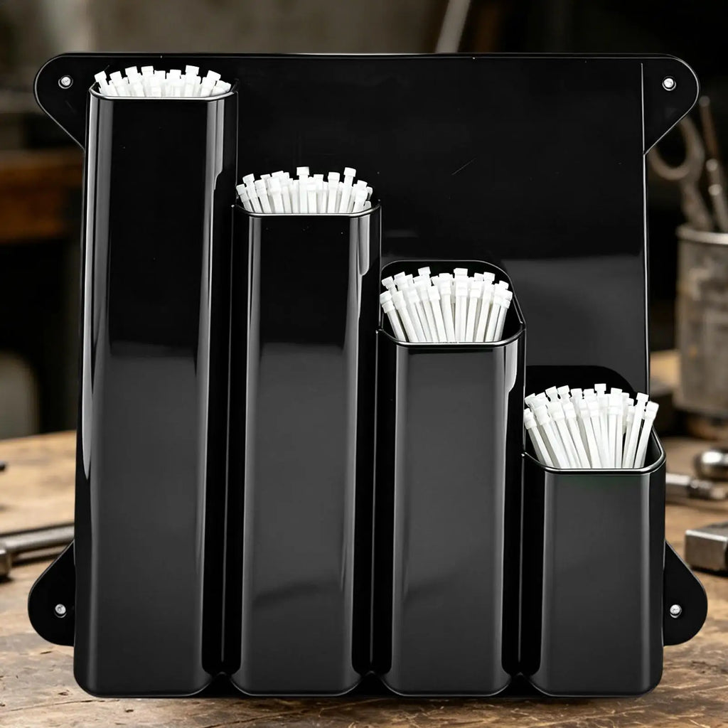 Cable Tie Organizer 4 Pockets Aluminum Wall Mounted Universal Zip