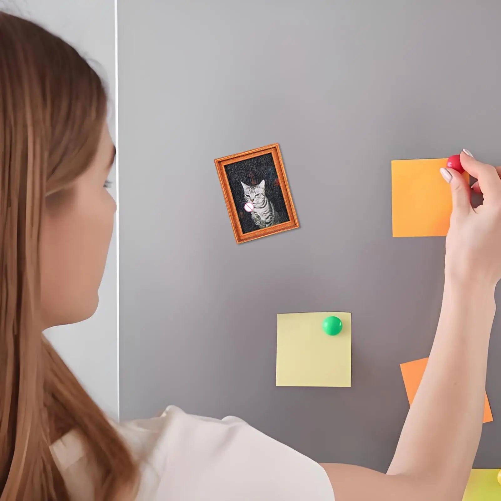 Fridge Frame Magnets Cute 3D Wooden Home Decor Funny Cat Friends