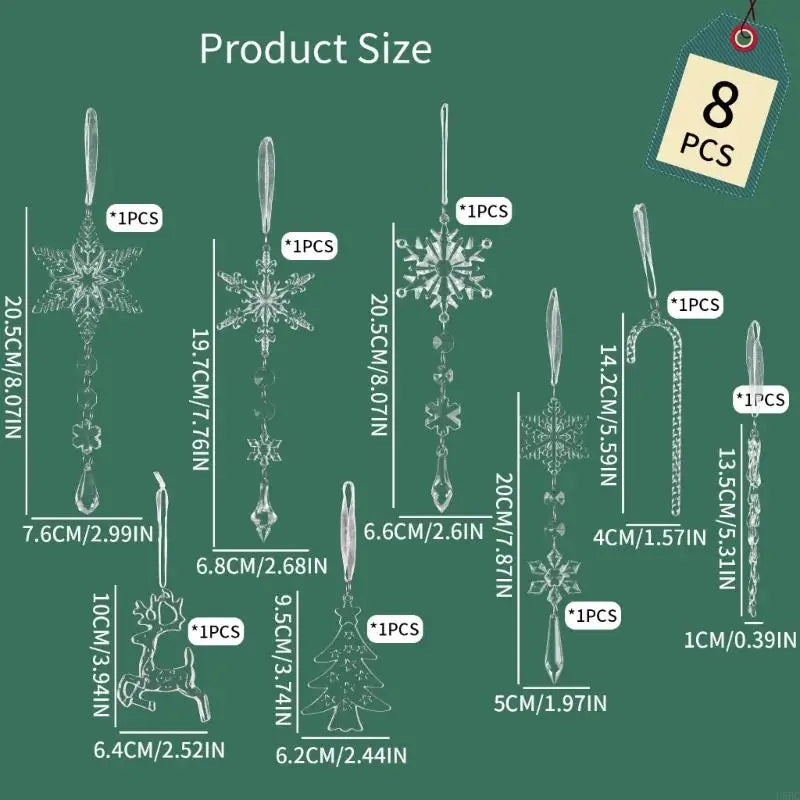 Elegant Acrylic Ice Christmas Tree Hangers Safe Kids Pet Holiday