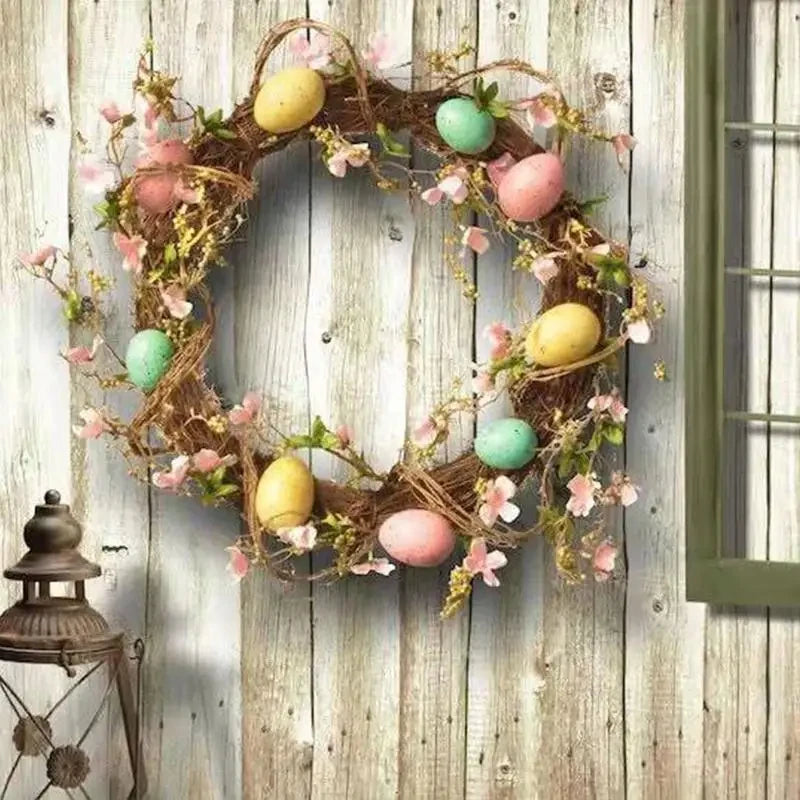 Pastel Easter Egg Spring Wreath – Front Door & Window Decor