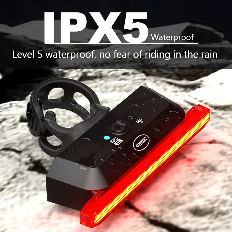 Toptrek Bicycle Rear Light USB Charging High Visibility Multifunction Flashing With Brake Sensor Tail Light MTB Road Bike Lamps Zpaxo