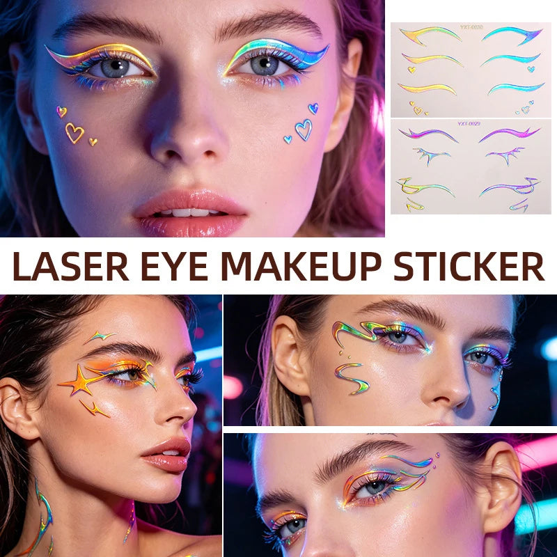 Colorful Eyes Makeup Stickers Laser Eyeliner Eyebrows Face Art