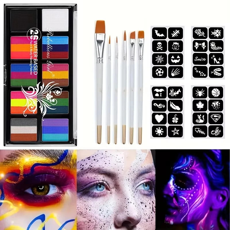 10 Grid 26 Colors Water-soluble Face Body Paint Palette Halloween Zpaxo