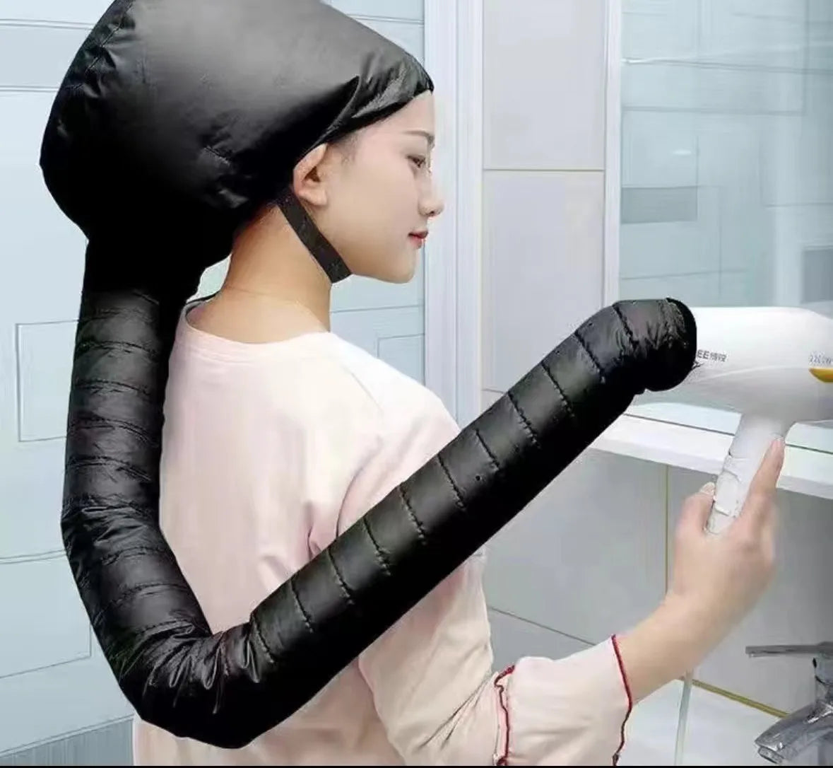 Portable Hair Bonnet Dryer Cap – Diffuser & Oil Treatment Hair Bonnet Dryer Cap Zpaxo black