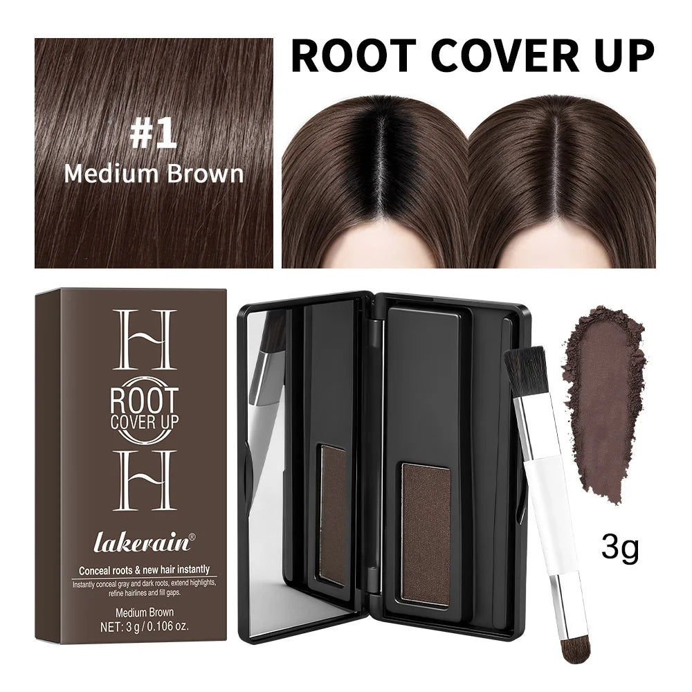 2-in-1 Root Cover Up Hair Palette & Brush – Waterproof Root Cover Up Palette Zpaxo 1Medium Brown