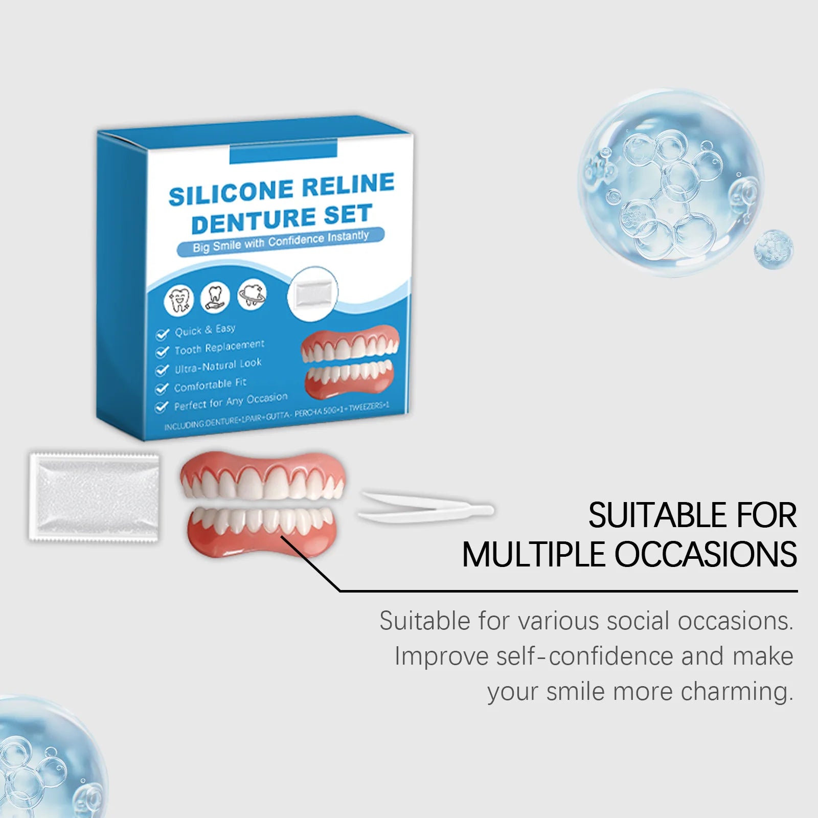 Silicone Reline Denture Kit – Fake Teeth Repair Set Denture Repair Kit Zpaxo