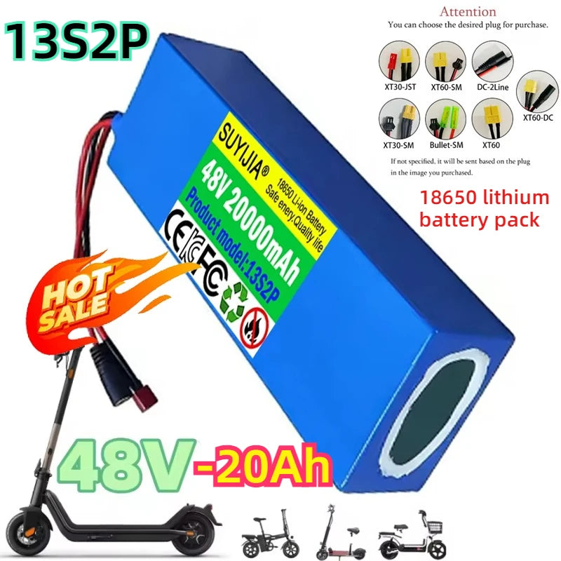 New 13S2P 48V 20000mAh Lithium Battery Pack Suitable for M365 Electric Scooter with Built-In BMS 18650 Battery Upgraded Version Zpaxo