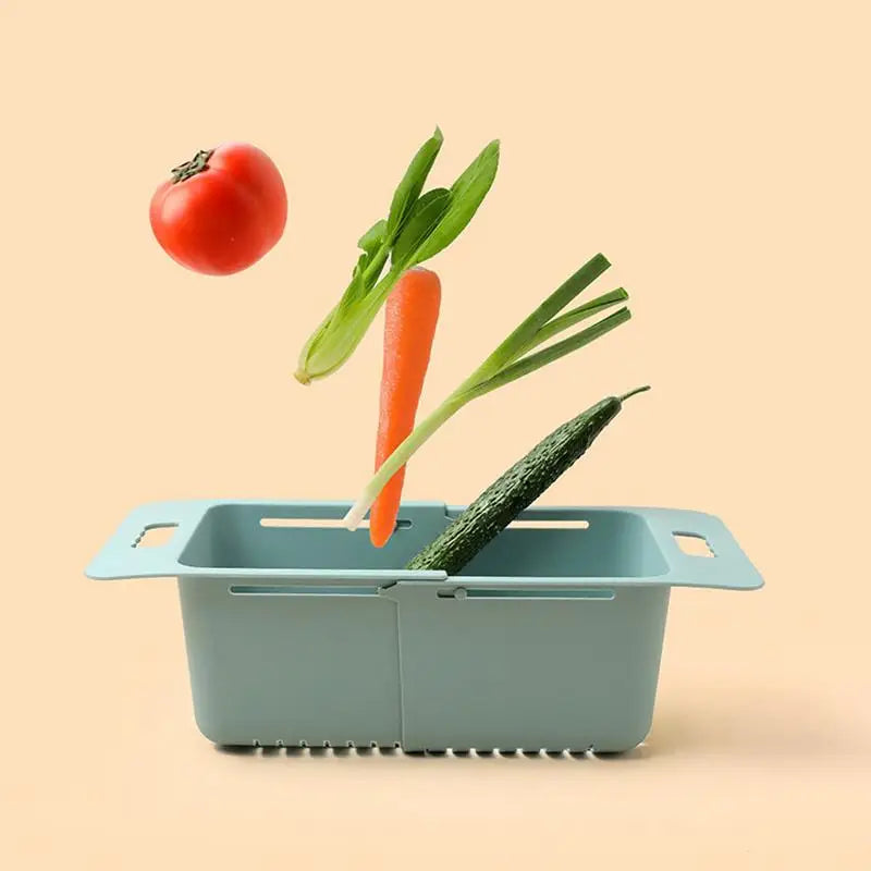 Over Sink Retractable Colander Strainer Basket Wash Vegetables Fruits