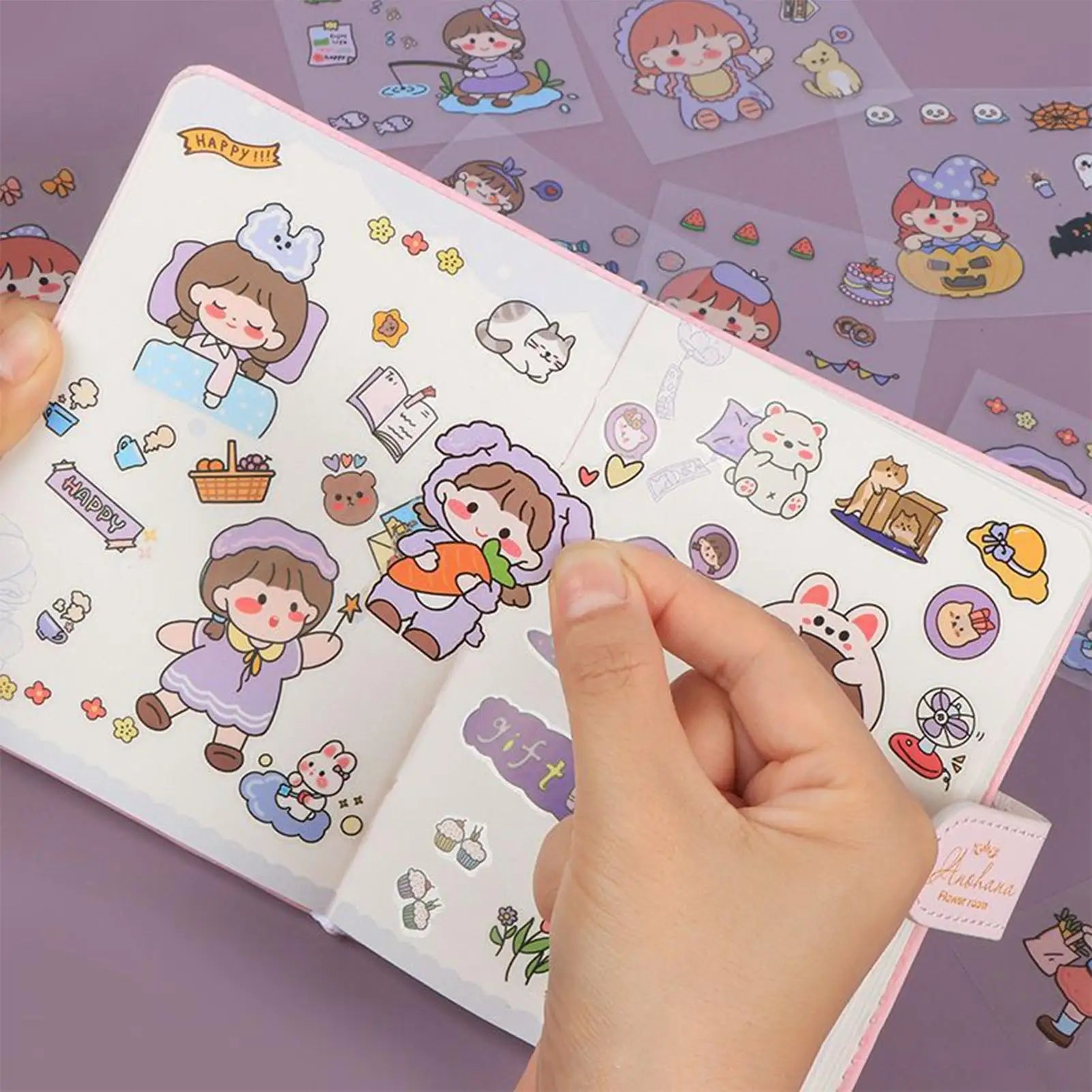 Cute Cartoon Girl Sticker 100X Scrapbooking Planner Notebook Sticker Waterproof Laptop Water Bottle Stickers Creative Waterproof Zpaxo