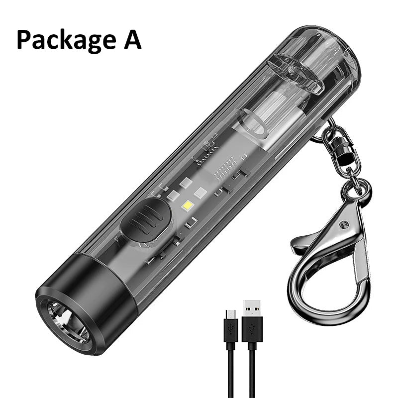 POCKETMAN Mini Keychain Flashlight – USB Rechargeable LED Torch