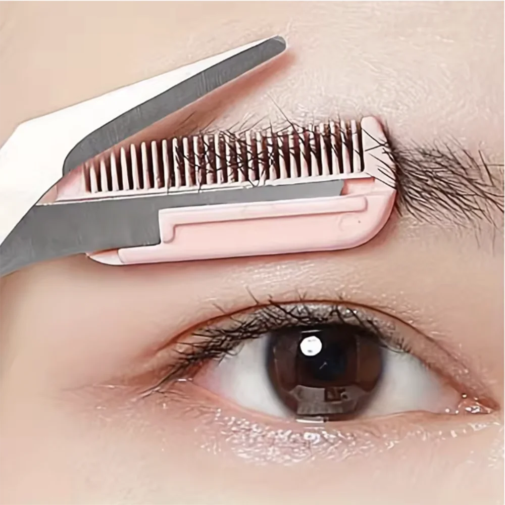 Stainless Steel Eyebrow Scissors with Comb – Precision Brow Trimmer for Easy Eyebrow Shaping & Grooming Zpaxo
