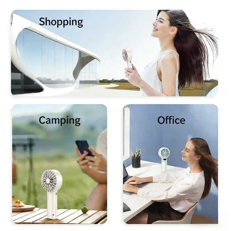 Portable Handheld Fan USB Rechargeable Mini Fan High Speed Cooling Fan with LED Digital Display for Travel Camping Outdoor Zpaxo