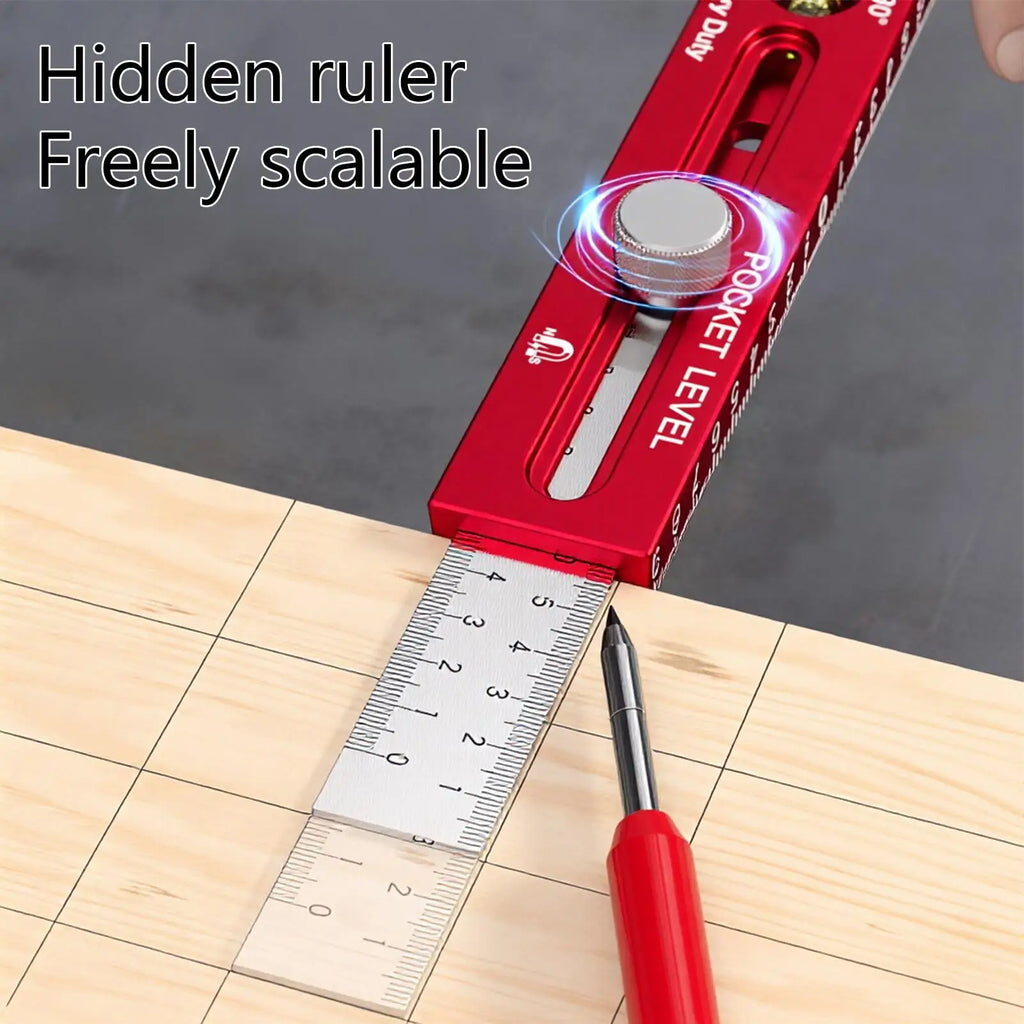 Magnetic Woodworking Ruler Aluminum Alloy Level Marking Gauge Metric