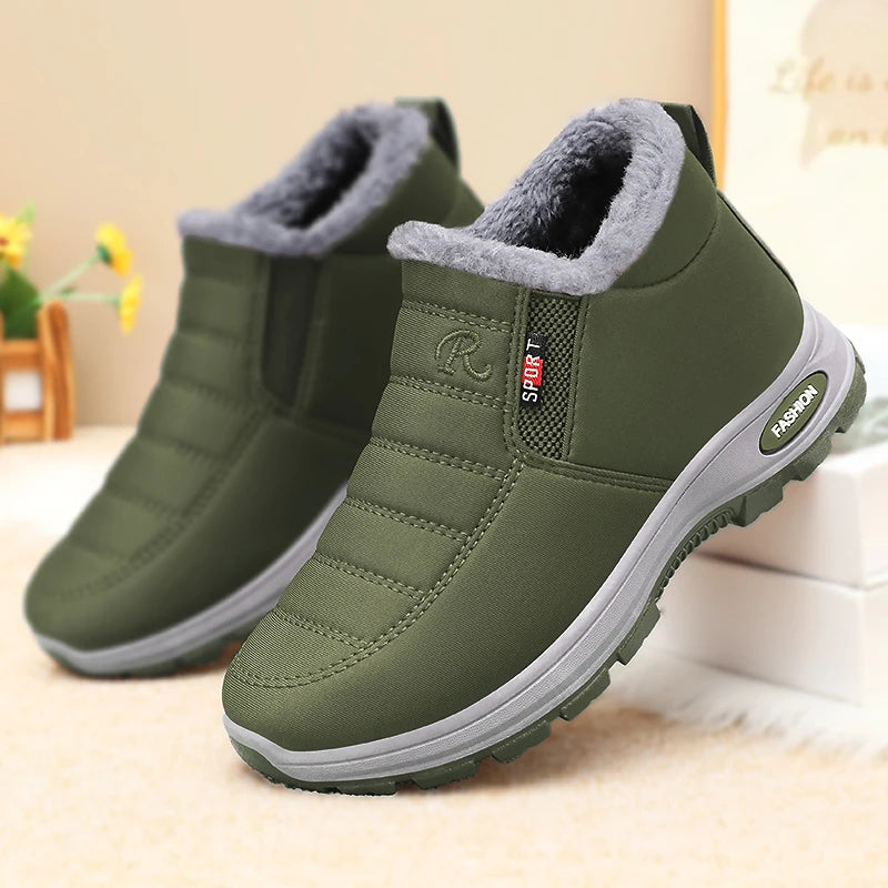 Outdoor Women Snow Boots Thickened Fluff Lined Cotton Shoes Women 2025 New Round Toe Couples Sneakers Leisure Warm Ankle Boots Zpaxo