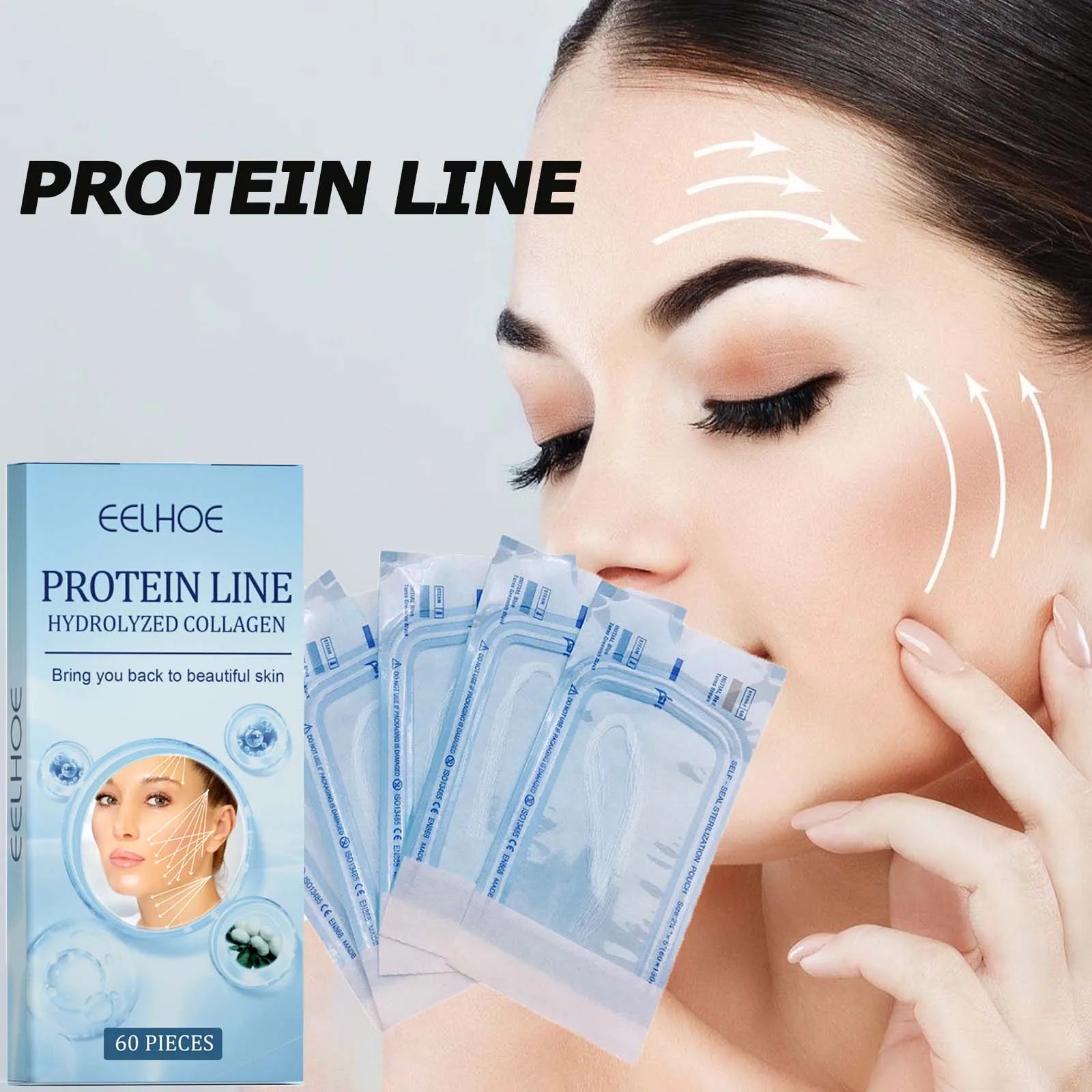 60Pcs Gold Collagen Protein Thread Serum – No Needle Face Lift Collagen Thread Serum Zpaxo