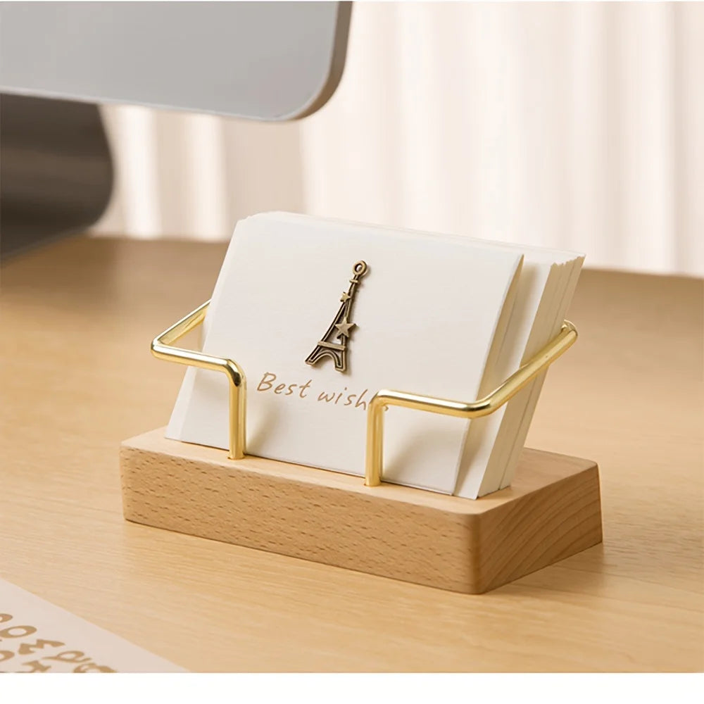 Single Black Walnut Beech Wood Business Card Holder Stylish High-end