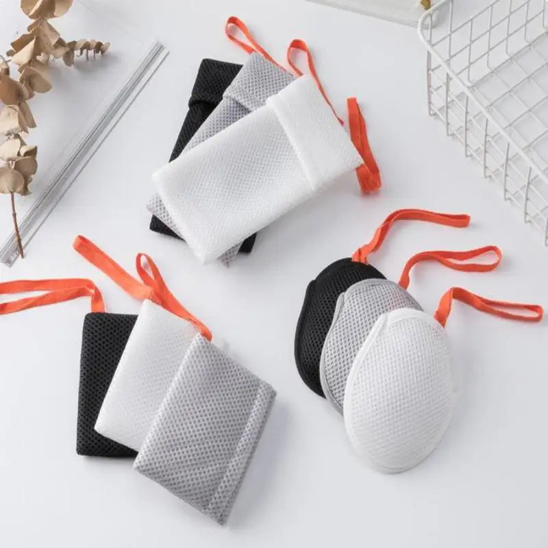 1Pcs Bath Cleansing Foaming Net Double-Sided Square/Oval Soap Bag Body Exfoliating Scrubber Sponges Bathroom Mesh Soap Pocket Zpaxo