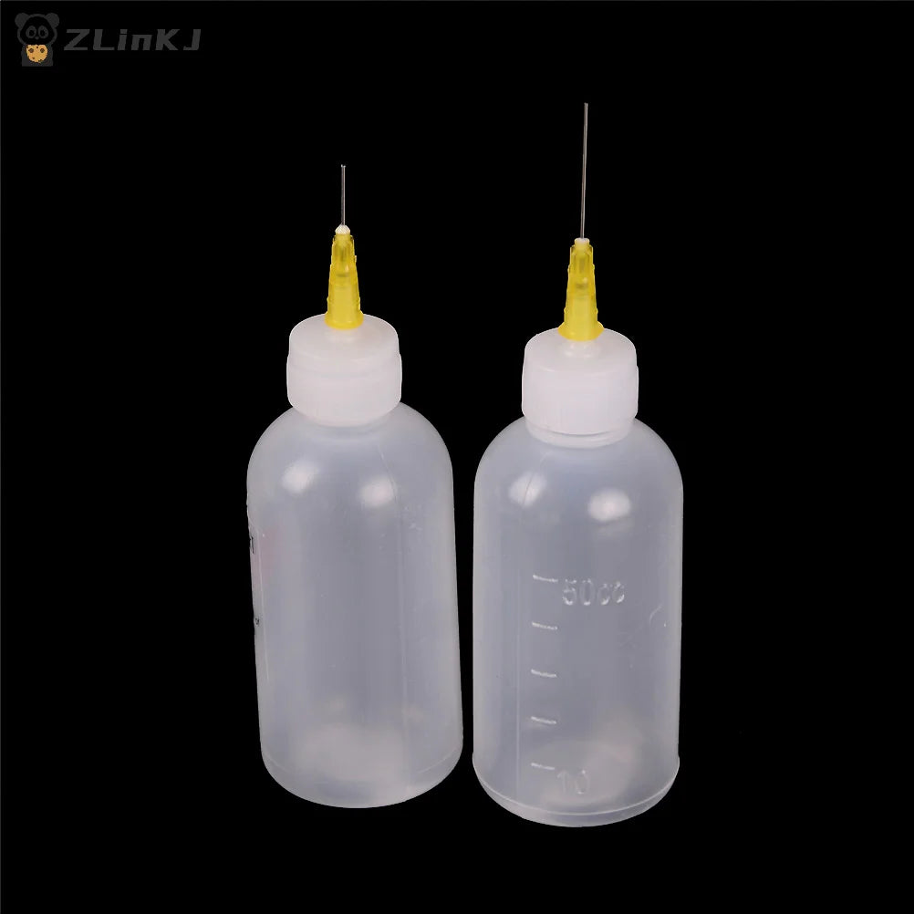 ▶1Pcs 50CC Needle Dispensing Bottle Plastic Alcohol Bottle Long/Short Needle 50ML Capacity For Dispenser Rosin Solder Flux Paste Zpaxo