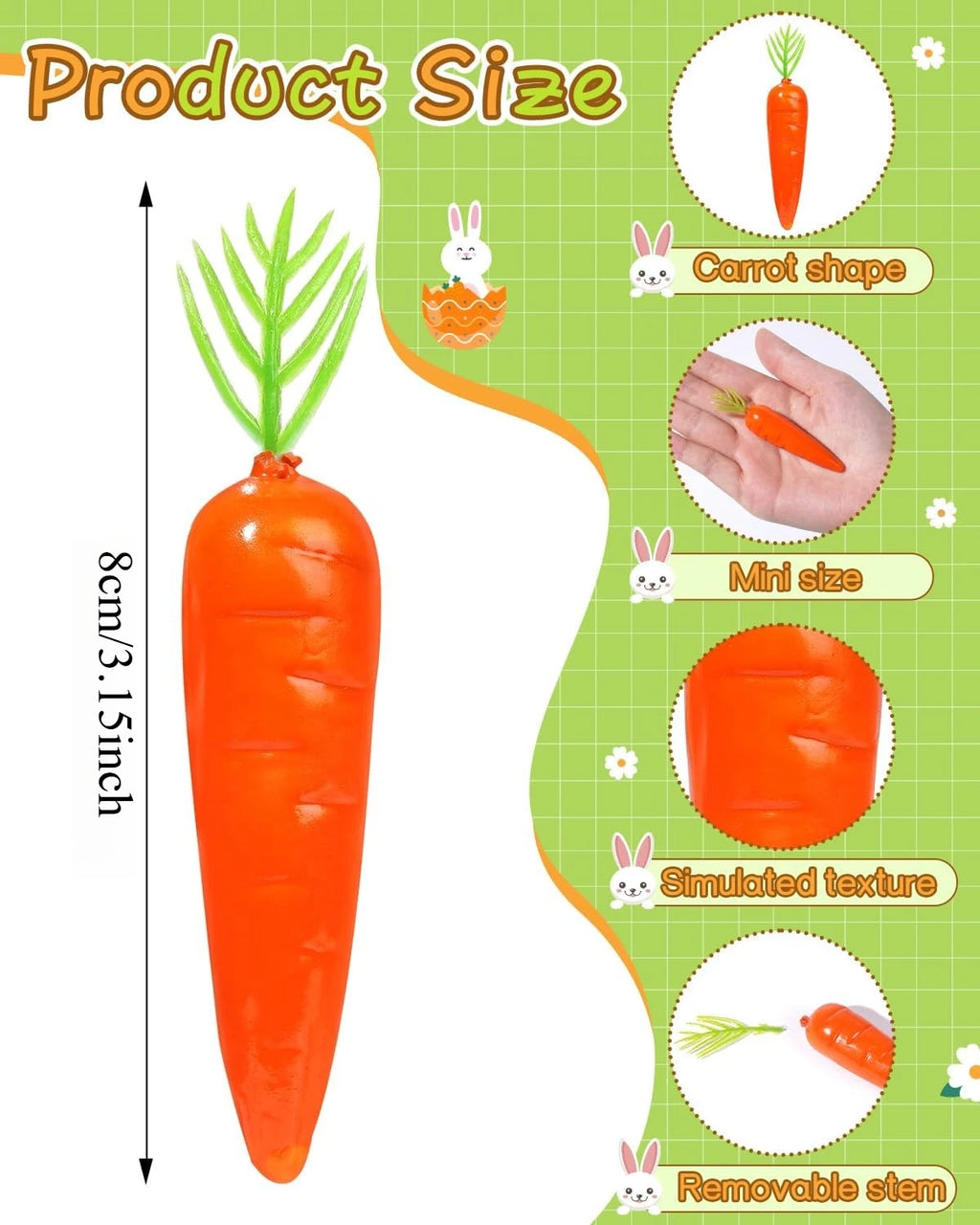 Mini Artificial Carrots – Fairy Garden & Vase Filler Décor (15/30/60)