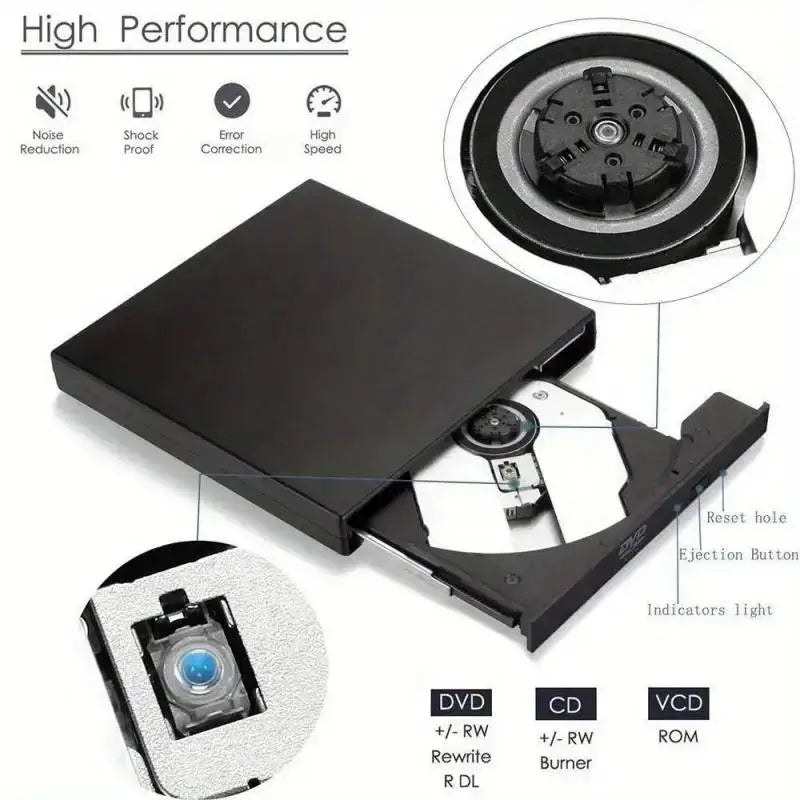 USB External CD DVD Drive 2 0 Slim Protectable CD-RW DVD-ROM Burner