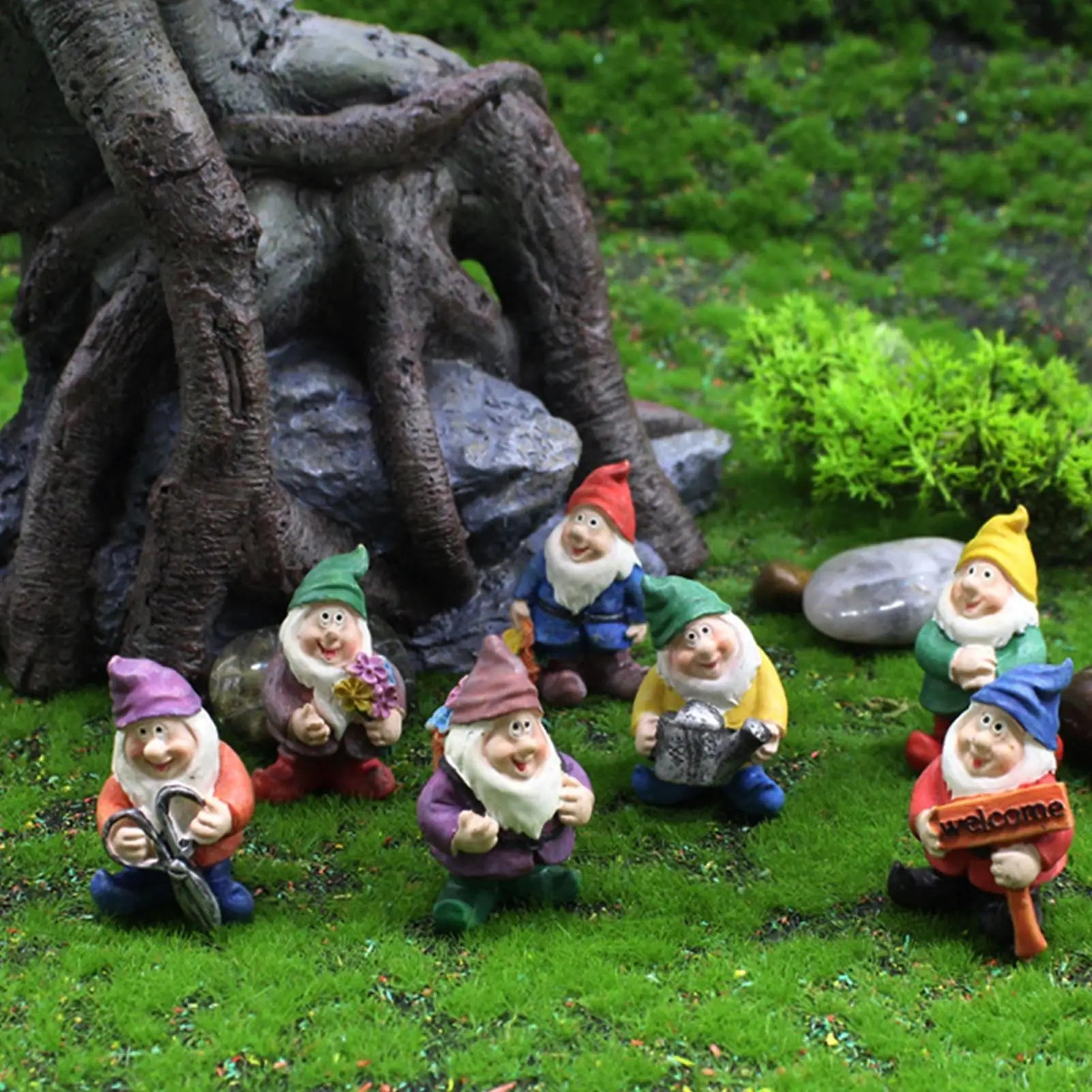 Gnome Figurine 8 Mini Fairy Garden Accessories Gnomes Sculpture