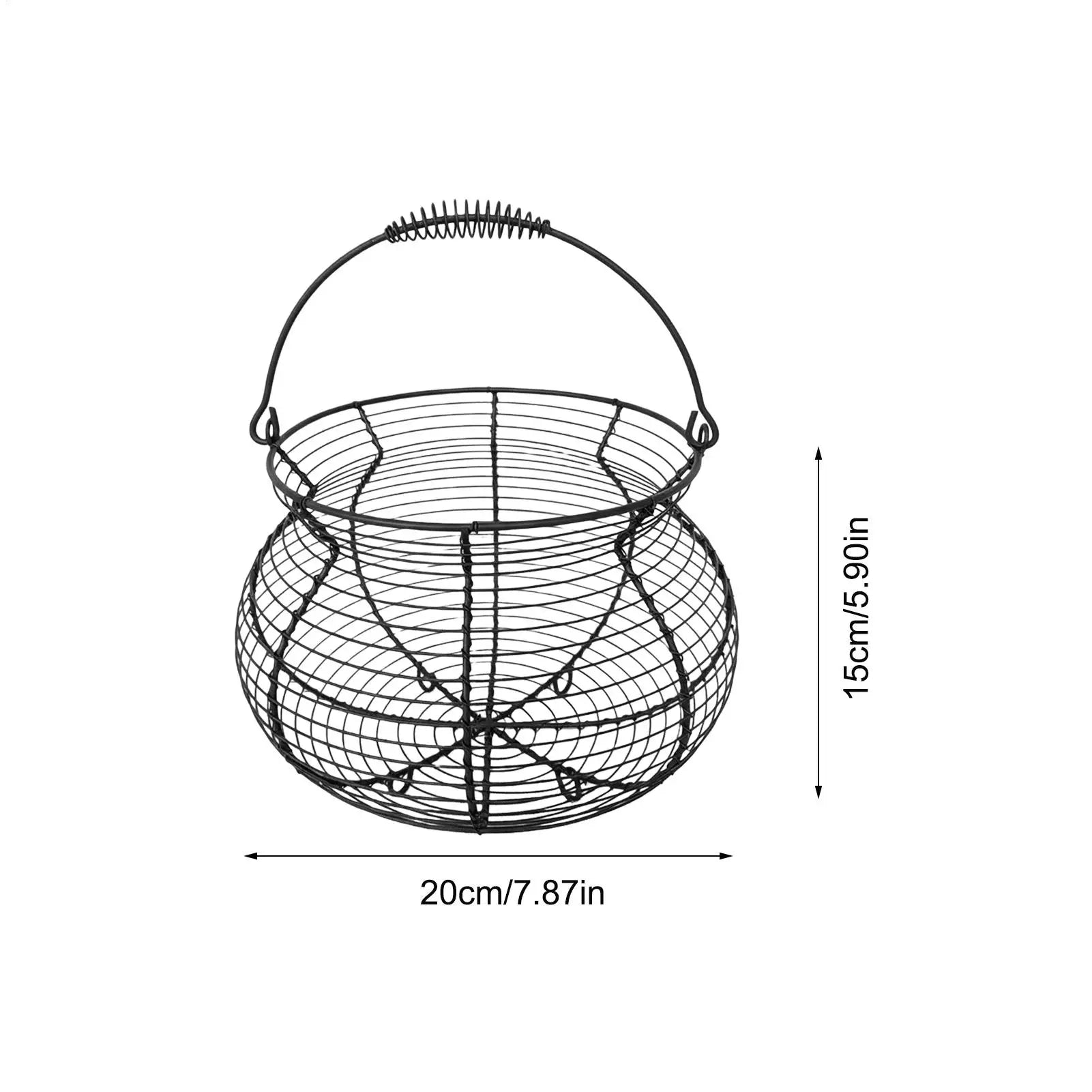 Small Egg Basket Vintage Woven Storage Stand Handle Counter Holder