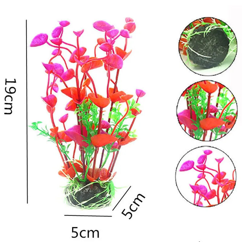 Purple Flower Artificial Fake Plastic Plant Aquarium Fish Tank