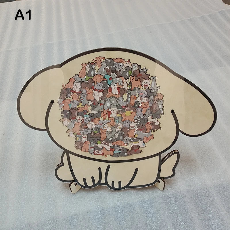 Dog Bear Shaped Puzzle With Animal Shards Wooden Jigsaw Puzzle Unique Irregular Animal Decorations Collectible Gift Challenging Zpaxo A1