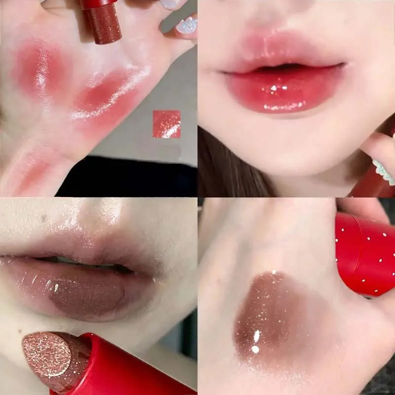 Mirror Water Jelly Lipstick Moisturizing Purple Grape Glitter Solid