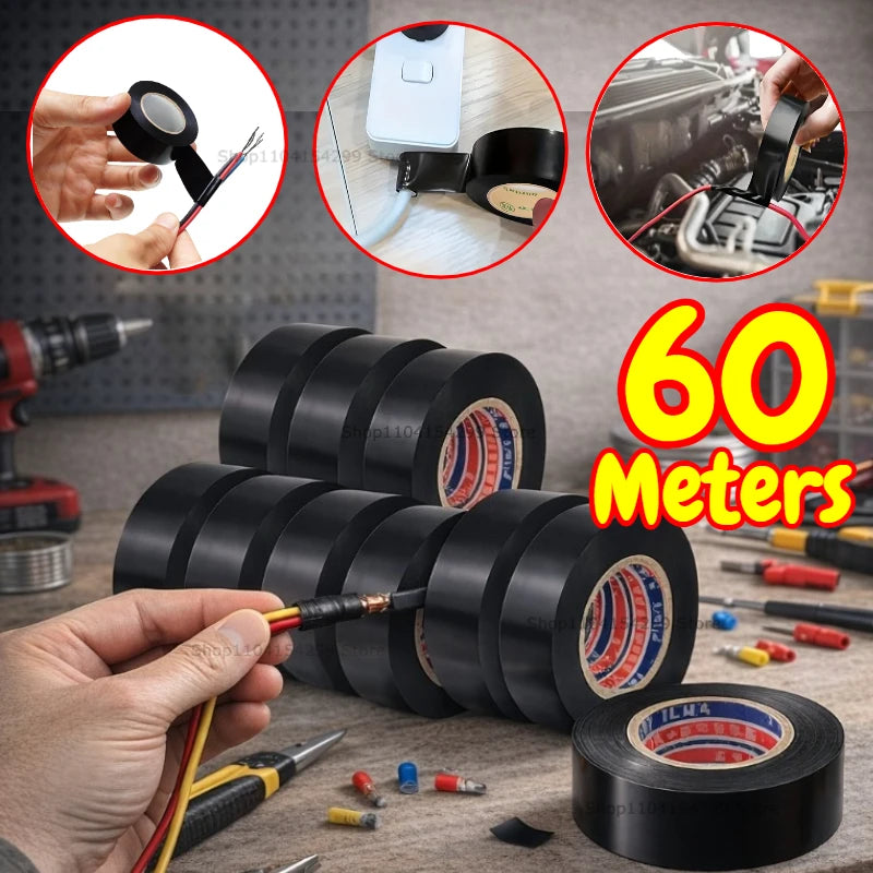 Black Electrical Wire Tape Electric Insulation Tape Heat Shrink High-Temp Insulating Adhesive for Industrial Home Mechanics Use Zpaxo