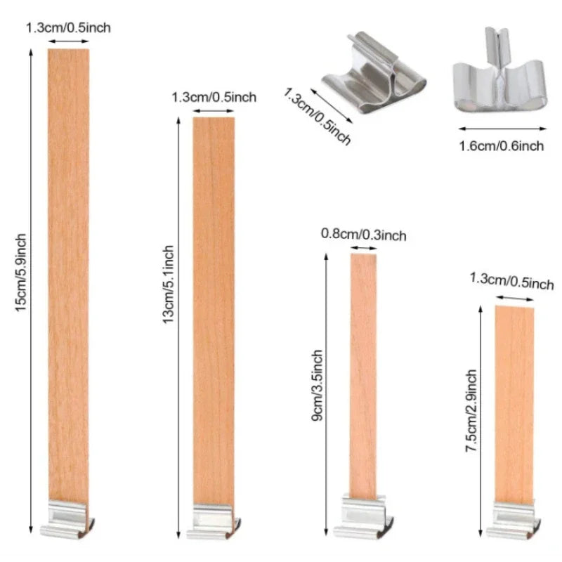 30-Pack Wooden Candle Wicks with Clip Base – Smokeless Candle Making Candle Making Wicks Zpaxo