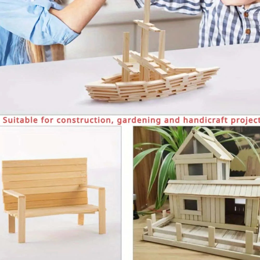 10-Pack Wooden Craft Sticks – DIY, Garden & Model Building Wooden Craft Sticks Zpaxo