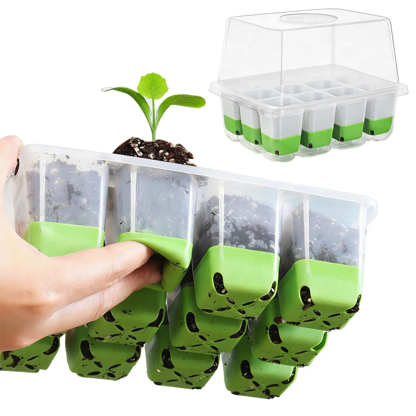 12-Cell Seedling Starter Tray with Humidity Dome | Indoor Germination Seedling Starter Tray Zpaxo