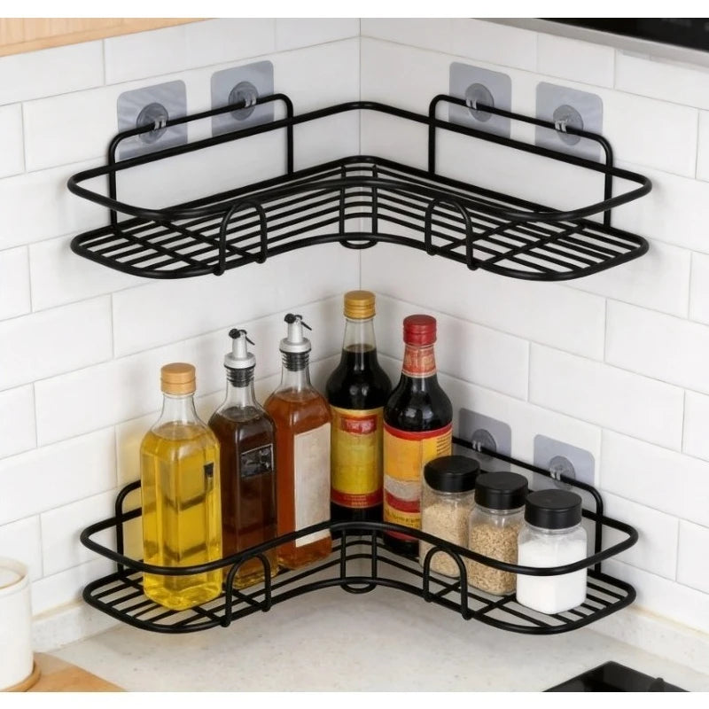 Punch-free Corner Shelf Bathroom Wall-mounted Rack Toilet Shampoo