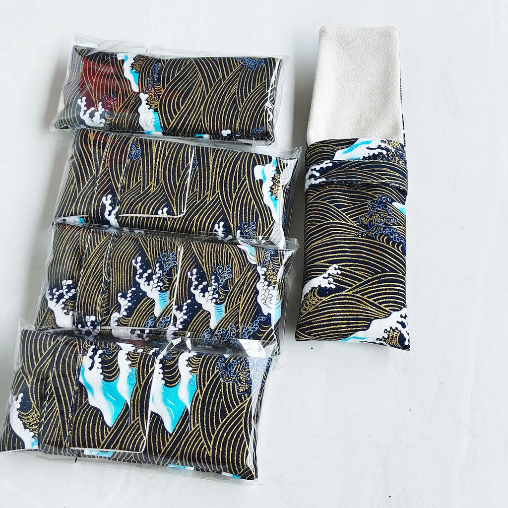 Cloth Art Pen Bag 3-Hole Pencil Bag, Pen Pouch, Pencil Case, Protective Cover, Portable Pencil Case, Velvet-Lined Zpaxo