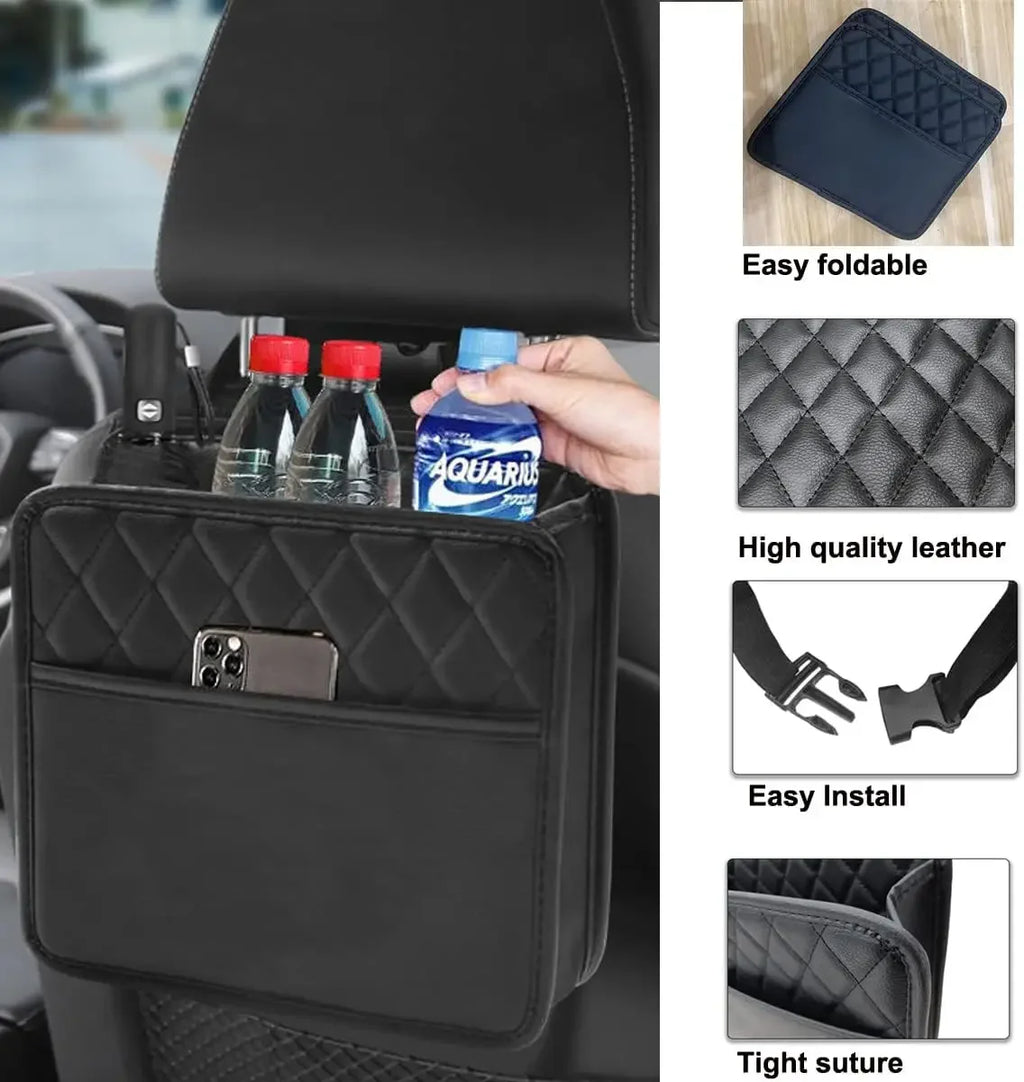 Car Seat Back Organizer – Waterproof PU Leather Hanging Caddy