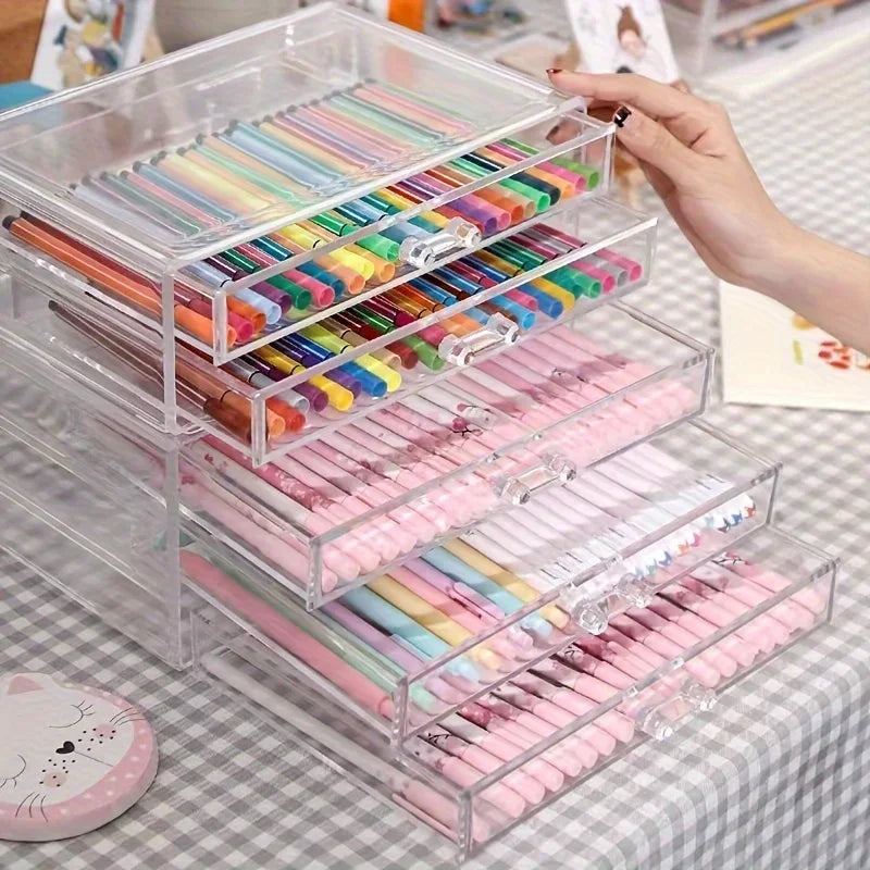 2-Layer Clear Acrylic Desk Organizer – Drawer & Pencil Holder Desk Organizer Zpaxo