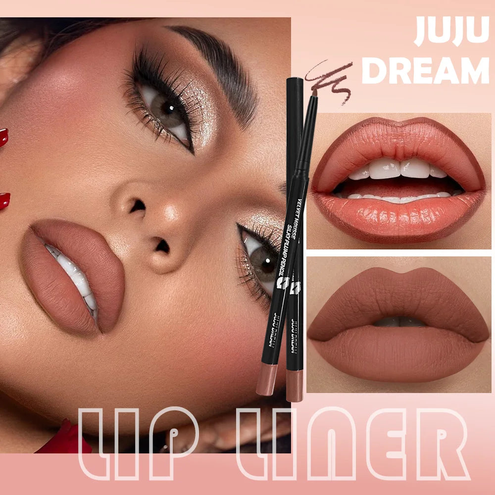 Waterproof Matte Lipliner Pencil Red Contour Tint Lipstick Long Lasting Non-stick Cup Moisturising Lips Makeup 5 Colors Zpaxo