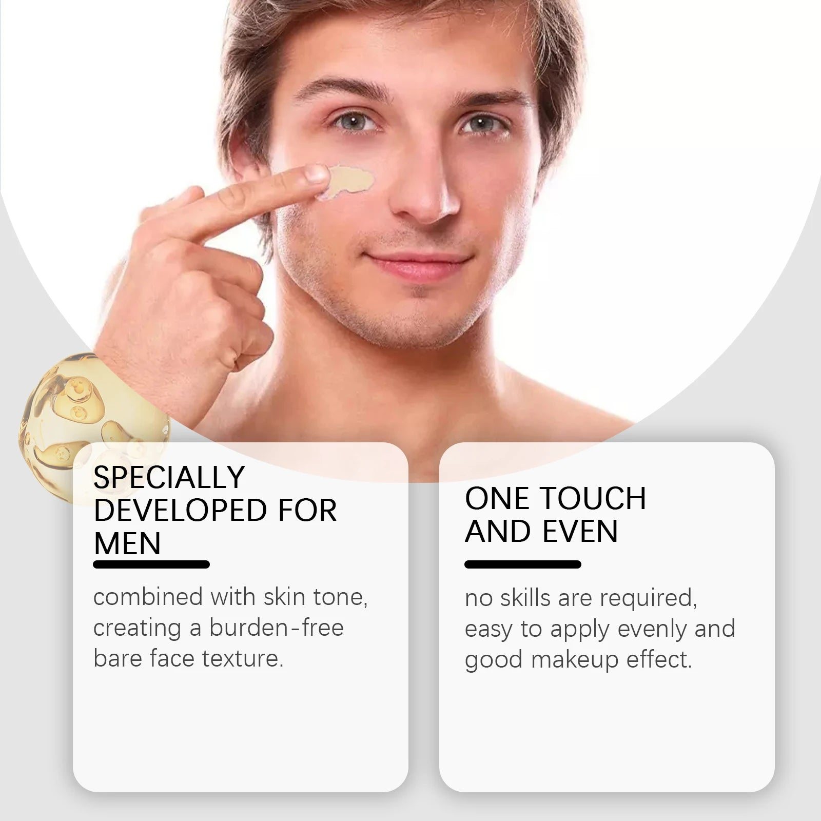 Men's BB Cream Natural Nude Tone Hydrating Cover Blemishes Sweatproof Long Lasting Oil-Free Matte Finish Nude Makeup Cream Zpaxo