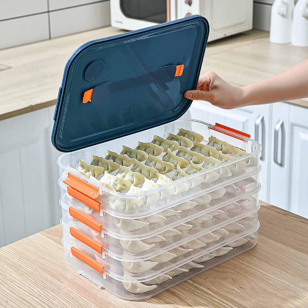 4 Layers Refrigerator Storage Box Dumpling Food Preservation and Quick Freezing Box Transparent Food Storage Container Zpaxo