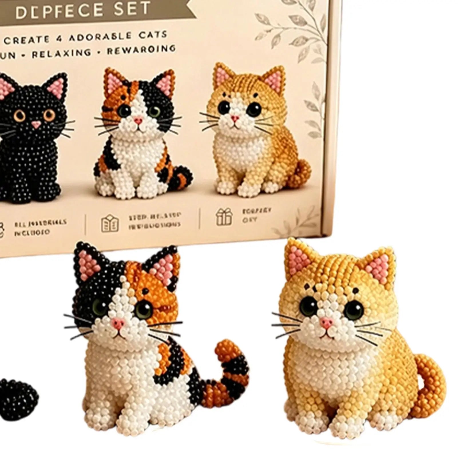 DIY Animal Beading Kit Cute Beginner-Friendly 3D Cat Funny Animal Beadwork Kit for Desk Decorations Bookshelf Decor Party Favors Zpaxo